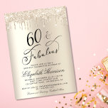 60 tolle Gold Glitzer Geburtstagsparty Einladung<br><div class="desc">Elegante und schicke personalisierte 60. Geburtstagsfeier mit "60 & Fabulous" in stilvoller Schrift vor einem Champagner Gold Imitat Hintergrund,  mit vergoldeten Imitaten Glitzer tropfen von oben. Sie können das Jahr,  ihren Namen und die Einzelheiten des Party personalisieren.</div>