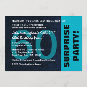 60. ÜBERRASCHUNG Geburtstag Aqua Blue und Black A0 Einladung