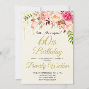 60. Überraschung Geburtstag Frauen Geburtstag Einladung