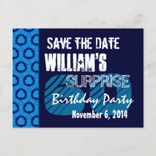 60. Überraschung Geburtstag Save the Date blaues M Ankündigungspostkarte