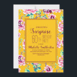 60. Überraschung Geburtstagsparty Gelbe Rosa Blume<br><div class="desc">Überraschende Geburtstagsfeier für eine 60-jährige Dame. Entworfen mit hellrosa Blume und grünen Blätter auf einem fett gelben Hintergrund.</div>