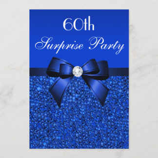 60. Überraschungs-Party-königliches Blau-Sequins Einladung
