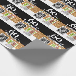 60 und Fabelhaft Gold Glitter 2 Foto 60. Geburtsta Geschenkpapier