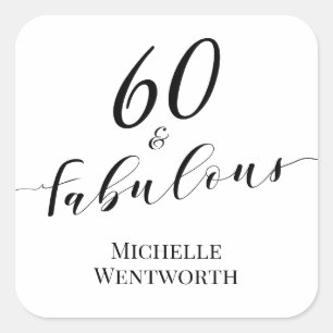 60 und Fabelhaft Sechzigster Geburtstag Elegante S Quadratischer Aufkleber