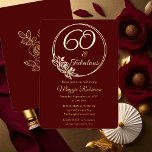 60 und fabelhafte 60. Geburtstagsparty gestempelt Folieneinladung<br><div class="desc">Elegantes Typografie-Design "60 und Fabulous" 60. Geburtstagsfeier mit einem Rose Kontur Rundrahmen. Zurück zeigt eine Rose-Kontur in Goldton (nicht Goldfolie). Vorder- und Rückseite ist eine dunkelrote Bordeauxfarbe.</div>