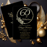 60 und fabelhafte 60. Geburtstagsparty gestempelt Folieneinladung<br><div class="desc">Elegantes Typografie-Design "60 und Fabulous" 60. Geburtstagsfeier mit einem Rose Kontur Rundrahmen. Zurück zeigt eine Rose-Kontur in Goldton (nicht Goldfolie).</div>