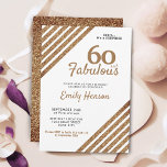60 und fabelhafte Elegant Gold Glitzer 60. Geburts Einladung<br><div class="desc">60 und fabelhafte Elegant Gold Glitzer 60. Geburtstag Überraschung Party Einladung. Moderne und elegante Imitate Gold Glitzer überrascht Geburtstagseinladung für sie. Sie können den ganzen Text ändern.</div>