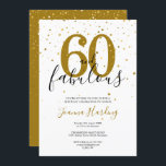 60 und fabelhafte Elegant Gold und Black Birthday Einladung<br><div class="desc">Dieses elegante Drehbuch 60 und fabelhafte Goldstars konfetti Geburtstagseinladung kann mit Ihrem Geburtstagsparty Details Set in modernem Text personalisiert werden. Das Gegenteil hat den passenden goldenen Sternen Konfetti auf einem freien goldenen Hintergrund. Entwickelt von Thisisnotme©</div>