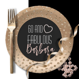 60 und fabelhafte Feminine Stilvolle Gold Black Bl Pappteller