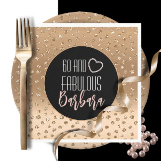 60 und fabelhafte Gold Black Blush Pink Geburtstag Serviette