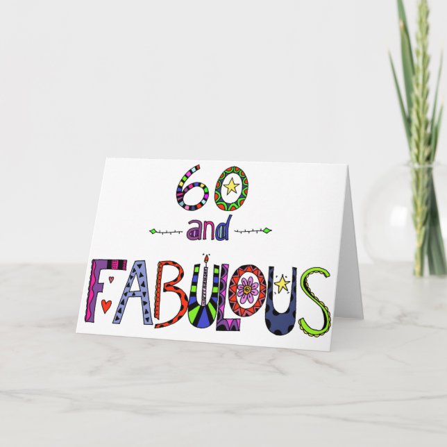 60 und Fabulous 60. Geburtstag Karte (Vorderseite)