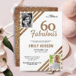 60 und fabulous Gold Glitzer 2 Foto 60. Geburtstag Einladung<br><div class="desc">60 und fabulous Gold Glitzer 2 Foto 60. Geburtstag Überraschung Party Einladung. Moderne und elegante Imitate goldene Glitzer Geburtstagseinladung für sie. Fügen Sie Ihre Fotos hinzu - Sie können ein altes und ein neues Foto verwenden. Sie können den ganzen Text ändern.</div>
