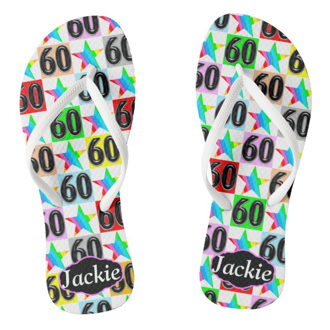 60 UND FABULOUS PERSONALISIERT STAR FLIP FLOPS (Fußbett)