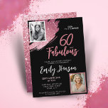 60 und Fabulous Pink Glitzer 2 Foto 60. Geburtstag Einladung<br><div class="desc">60 und fabelhafte rosa Glitzer 2 Foto Überraschung 60. Geburtstag Einladung. Mit dieser "60 und Fabulous" Rosa Glitzer-Geburtstagseinladung wird eine atemberaubende Überraschungsfeier veranstaltet. Dieses elegante Design mit einem funkelnd Pinselstrich aus Imitat und Glitzer und Platz für zwei persönliche Fotos eignet sich hervorragend, um den Geburtstag einer Frau zu würdigen. Vollständig...</div>