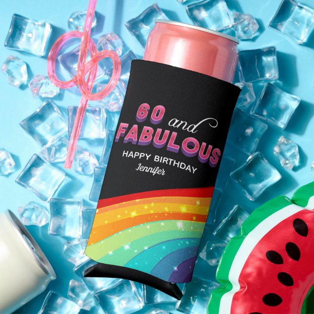 60 und Fabulous Rainbow Birthday Party Custom Selters Dosenkühler (In Situ Sommer)