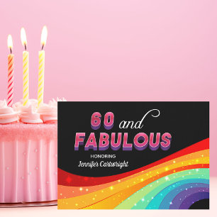 60 und Fabulous Rainbow Sparkle Geburtstagsparty Einladung