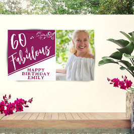 60 und Fabulous Script Foto Magenta 60. Geburtstag Banner