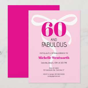 60 und Fantastisch Lustiges Band Hot Pink 60. Gebu Einladung