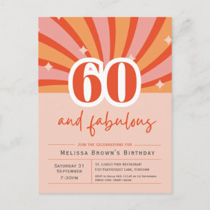 60 und fantastisch Retro 60. Geburtstagseinladung Postkarte