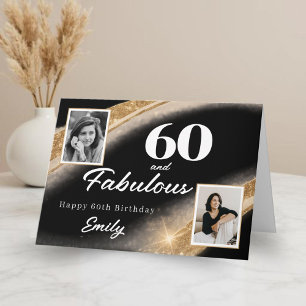60 und Fantastisch Schwarzes Gold Foto 60. Geburts Karte