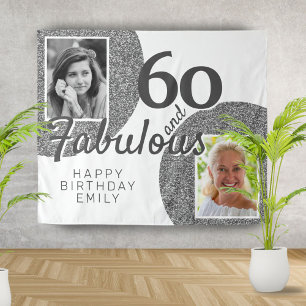 60 und Fantastisch Silber Glitter 2 Foto Geburtsta Wandteppich