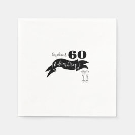 60 und funkelnde Hand, schwarz und weiß gezogen Serviette