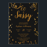 60 und Sassy 60. Geburtstag schwarz | Imitate Gold Einladung<br><div class="desc">60 und Sassy 60. Geburtstag schwarz | Imitate Gold Glitzer Geburtstagsparty Design . Dies ist eine Vorlage für Sie bereit, um Ihnen Party-Details zu hinzufügen . Wenn Sie die Farbe oder den Stil des Schriftartes oder der Hintergrundfarbe ändern möchten, klicken Sie am Ende der Vorlage weiter auf Anpassen. Die passenden...</div>