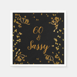 60 und Sassy 60. Geburtstag schwarz | Imitate Gold Serviette