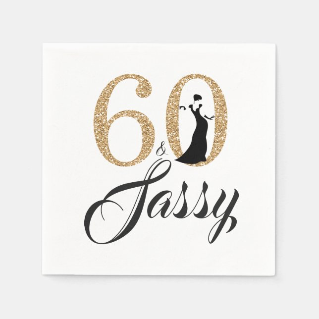 60 und Sassy Birthday Party Serviette (Vorderseite)