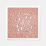 60 und Sassy Birthday Rose Gold Blush Pink Glitzer Serviette