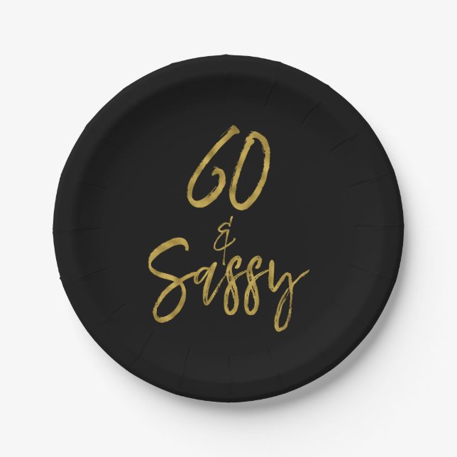60 und Sassy Gold Foil Birthday Paper Teller (Vorderseite)