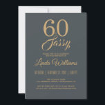 60 und Sassy Off-Black Gold 60. Geburtstagsparty Einladung<br><div class="desc">Mit diesem modernen 60. Geburtstagsdesign in glamourösem Offschwarz und Gold feiern Sie 60 stilvoll. Eine schicke 60. Geburtstagseinladung, die Sie einfach personalisieren und für Ihre elegante 60. Geburtstagsfeier aussenden können. Die Wörter 60 und sassy sind in Imitaten Gold Glitzer und Set mit modernen Skripten. Wenn Sie Hilfe oder passende Produkte...</div>