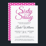60 und Sassy Pink Glitzer 60. Geburtstagsparty Einladung<br><div class="desc">Feiern Sie mit diesem festlichen 60. Geburtstagsdesign in Imitate heißen rosa Glitzer 60 in stilvollem Ambiente und lassen Sie sich von der 60. Geburtstagsfeier zum 60. Geburtstag einfach persönlich gestalten. Die Worte 60 und sassy sind in Imitaten rosa Glitzer und Set mit modernen Typografie. Die Rückseite der Karte weist ein...</div>