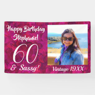 60 und Sassy Pink Name Happy Birthday Foto Banner