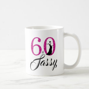 60 und Sassy rosa Glitzer-60. Geburtstag Kaffeetasse