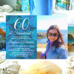 60 und Sensational Ocean Blue Foto Geburtstag Einladung<br><div class="desc">60 und Sensational Ocean Blue Foto Geburtstag Einladung Personalisieren Sie diese elegante Ocean Blue Geburtstagsfeier mit dem Namen und dem Foto der Person feiern einen ganz besonderen Tag in ihrem Leben. Ein 60. Geburtstag ist ein besonderer Meilenstein zum Feiern. Mark den Anlass, indem Sie ein Party erstellen und Einladungen an...</div>