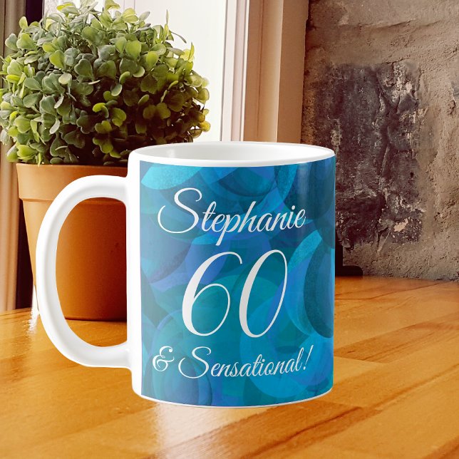 60 und sensationelle Elegant Ocean Blue Birthday Kaffeetasse (Von Creator hochgeladen)