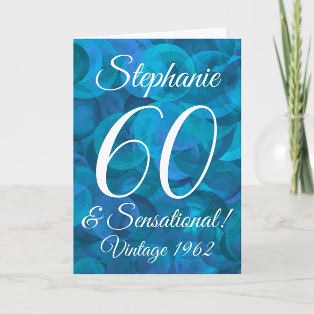 60 und sensationelle Elegant Ocean Blue Karte (Vorderseite)