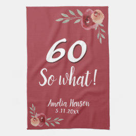 60 Was also Red Watercolor Rose 60. Geburtstag Geschirrtuch