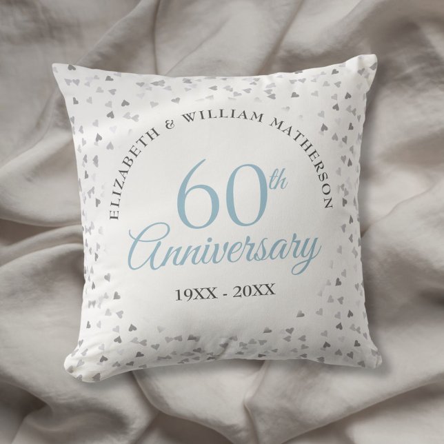 60. Wedding Diamond Jubiläum Hört Confetti Kissen (60th Wedding Diamond Anniversary Hearts Confetti Throw Pillow)