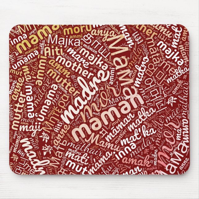 60 Wörter für "Mutter" in verschiedenen Sprachen Mousepad (Vorne)