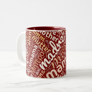 60 Wörter für "Mutter" in verschiedenen Sprachen Zweifarbige Tasse
