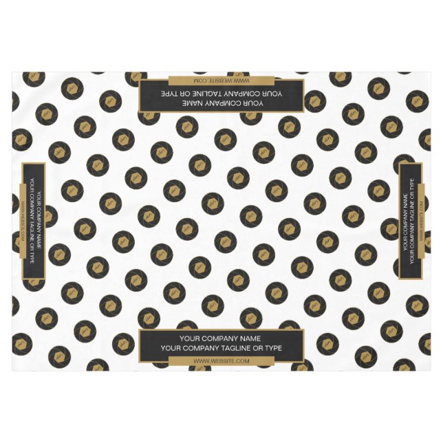 60"X84" Salon de Commerce Nappe Logo Or Blanc (Devant (Horizontal))