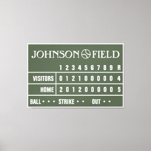 60" x 40" Baseball Scoreboard ummantelte Canvas Leinwanddruck
