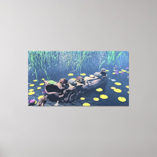 60" x 40" Canvas Art with "Turtles on a Log" image Leinwanddruck