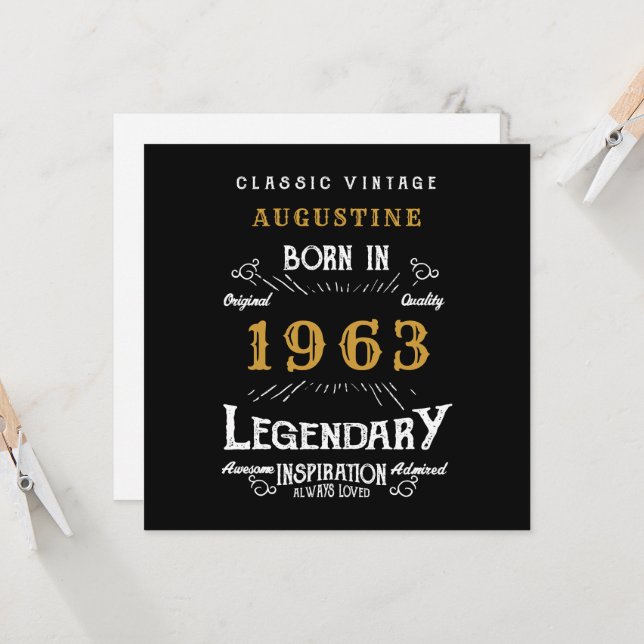 60e anniversaire 1963 Carte de voeux Retro Black G (Devant/Arrière en situation)