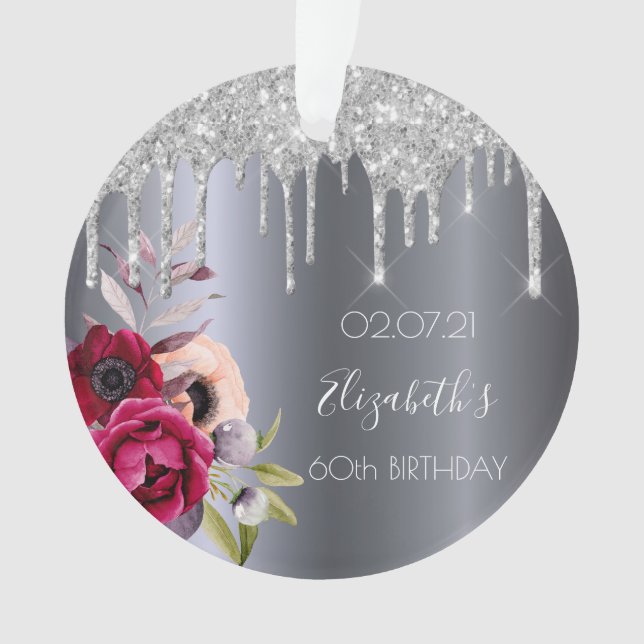 60e anniversaire argent parties scintillant goutte (devant)