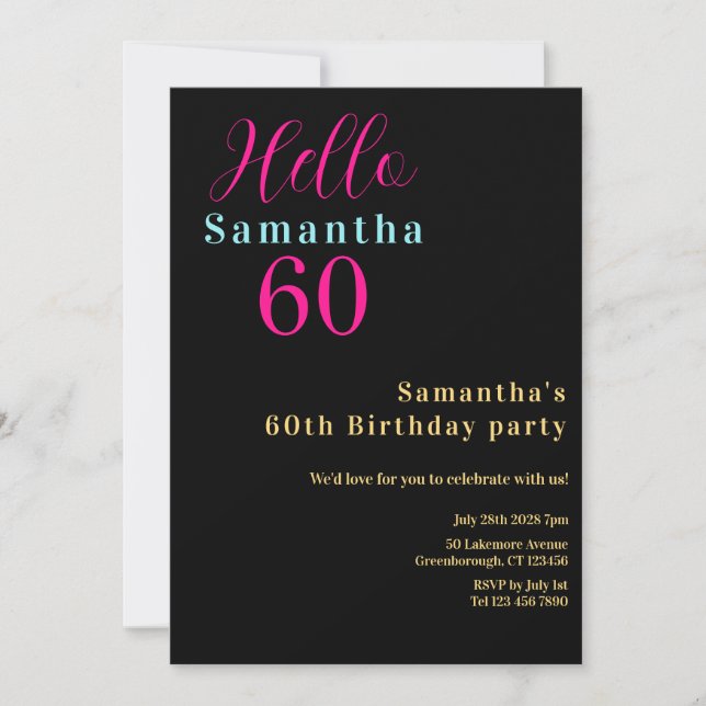 60e anniversaire Bright Colours Party Invitation (Devant)