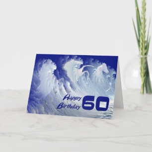 60e anniversaire carte avec des chevaux sauvages b