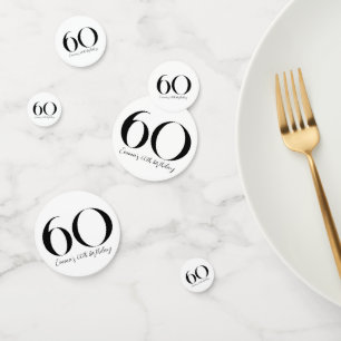 60e anniversaire Confetti noir et blanc